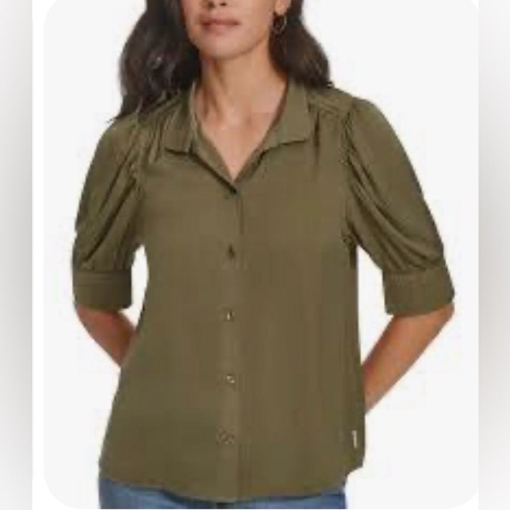 Calvin Klein Jeans Olive Button-Down Shirt - Picture 2 of 10